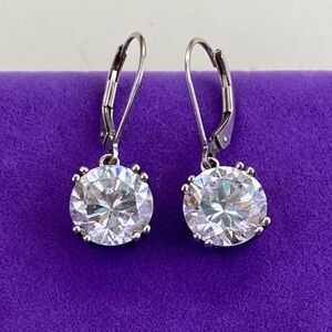 💛Sterling Silver CZ Drop Earrings | Brilliant Round CZ | Timeless Sparkle